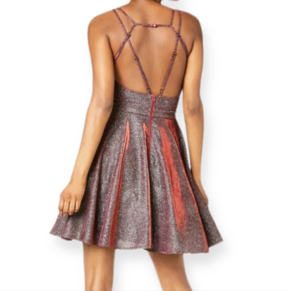 Sequin Hearts Junior's Size 13 Dress Pink Silver Fit Flare Sparkes Prom Wedding